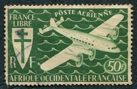 N°002-1945-AFRIQUE OCCID FR-SERIE DE LONDRES-AVION-50F