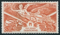 N°39-1946-INDOCHINE-ANNIVERS VICTOIRE-CHARS-80C-ORANGE