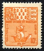 N°67-1947-ST PIERRE MIQUELON-ARMOIRIES-10C