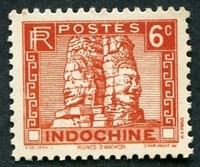 N°160-1931-INDOCHINE-BAYON D'ANGKOR-6C-ROUGE