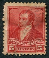 N°0098-1892-ARGENTINE-RIVADAVIA-5C-ROUGE CARMINE