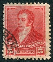 N°0098-1892-ARGENTINE-RIVADAVIA-5C-ROUGE CARMINE