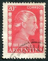 N°0520-1952-ARGENTINE-EVA PERON-20C-ROSE ROUGE