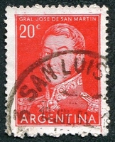 N°0555-1955-ARGENTINE-SAN MARTIN-20C-ROUGE