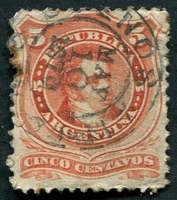 N°0018-1867-ARGENTINE-RIVADAVIA-5C-ROUGE