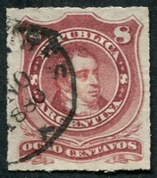 N°0033-1876-ARGENTINE-RIVADAVIA-8C-CARMIN
