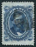 N°0025B-1866-BRESIL-PEDRO II-50R-BLEU