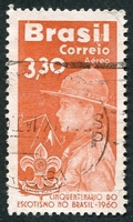 N°090-1960-BRESIL-50 ANS DU SCOUTISME BRESILIEN-3CR30-ORANGE