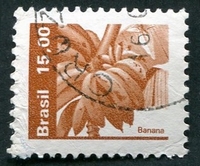 N°1607-1983-BRESIL-CULTURE DE LA BANANE-15C-BRUN