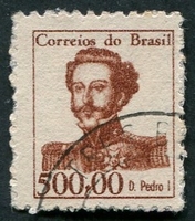 N°0768-1965-BRESIL-DOM PEDRO 1ER-500CR-BRUN ROUGE