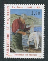 N°577-1993-ST PIERRE MIQUELON-TRANCHEUR DE MORUE-1F80