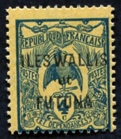 N°003-1920-WALLIS ET FUTUNA-4C-BLEU S/ JAUNE ORANGE