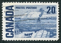 N°0386-1967-CANADA-BAC DE TRAVERSEE-20C-BLEU