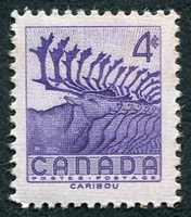 N°0287-1956-CANADA-FAUNE-CARIBOUS-4C-VIOLET