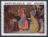 N°076-1967-NIGER REP-TABLEAU-JESUS PARMI LES DOCTEURS-100F