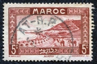 N°131-1933-MAROC FR-RADE D'AGADIR-5C-ROUGE BRUN