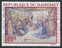 N°0093-1968-DAHOMEY-TABLEAU-NATIVITE-30F