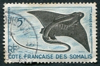 N°296-1959-COTE SOMALIS-POISSON-AIGLE DE MER-5F