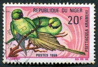 N°211-1967-NIGER REP-OISEAUX-PSITTACULA KRAMERI-20F