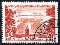 N°235-1956-AFRIQUE EQUAT FR-PORT DE LIBREVILLE-20F
