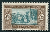 N°108A-1927-SENEGAL FR-MARCHE INDIGENE-1F75-BRUN/BLEU VERT