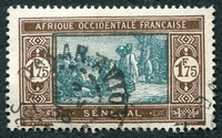 N°108A-1927-SENEGAL FR-MARCHE INDIGENE-1F75-BRUN/BLEU VERT