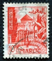 N°284-1949-MAROC FR-JARDINS A MEKNES-10F-ROUGE ORANGE