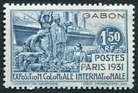 N°124-1931-GABON FR-EXPO COLONIALE DE PARIS-1F50-BLEU
