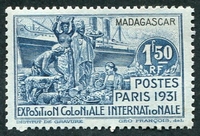 N°182-1931-MADAGASCAR-EXPO COLONIALE DE PARIS-1F50-BLEU