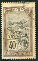 N°104-1908-MADAGASCAR-TRANSPORT FILANZANE-BRUN/LILAS ET NOIR