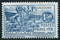 N°165-1931-NOUVELLE CALEDONIE-EXPO COLONIALE PARIS-1F50-BLEU