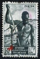 N°223-1947-AFRIQUE EQUAT FR-PIROGUIER DU NIGER-10F