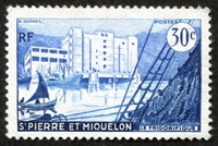 N°348-1955-ST PIERRE MIQUELON-FRIGO ST PIERRE-30C-BLEU