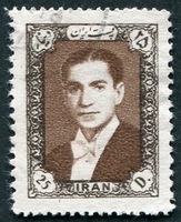 N°0872C-1957-IRAN-MOHAMMED RIZA PALHAVI-25D-SEPIA ET BRUN/RG