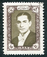 N°0873-1957-IRAN-MOHAMMED RIZA PALHAVI-50D-SEPIA ET BRUN