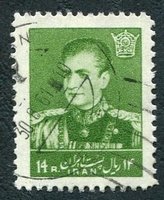 N°0950-1959-IRAN-MOHAMMED RIZA PALHAVI-14R-VERT/JAUNE