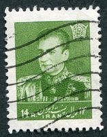 N°0950-1959-IRAN-MOHAMMED RIZA PALHAVI-14R-VERT/JAUNE
