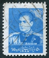 N°0923-1958-IRAN-MOHAMMED RIZA PALHAVI-50D-BLEU CLAIR