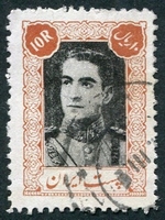 N°0679-1943-IRAN-MOHAMMED RIZA PALHAVI-10R-JAUNE/BRUN NOIR