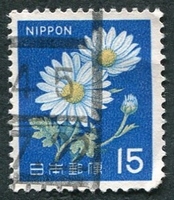 N°0838-1966-JAPON-FLEURS-MARGUERITES-15Y