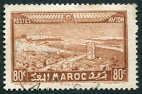 N°035-1933-MAROC FR-RABAT-80C-BRUN/JAUNE