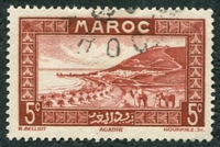 N°131-1933-MAROC FR-RADE D'AGADIR-5C-ROUGE BRUN