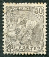 N°083-1922-GUYANE FRANCAISE-LAVEUR D'OR-50C-GRIS