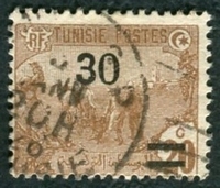 N°098-1923-TUNISFR-LABOUREURS-30C S/20C-BRUN