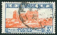 N°142-1926-TUNISFR-AMPHITHEATRE D'EL DJEM-3F-BLEU ET ORANGE