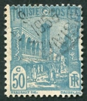 N°276-1945-TUNISFR-MOSQUEE HALFAOUINE A TUNIS-50C-BLEU/VERT