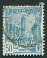 N°276-1945-TUNISFR-MOSQUEE HALFAOUINE A TUNIS-50C-BLEU/VERT