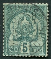 N°011-1888-TUNISFR-ARMOIRIES-5C-VERT S/VERT CLAIR