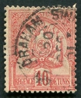 N°023-1899-TUNISFR-ARMOIRIES-10C-ROUGE