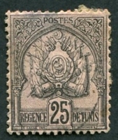 N°016-1888-TUNISFR-ARMOIRIES-25C-NOIR S/ROSE